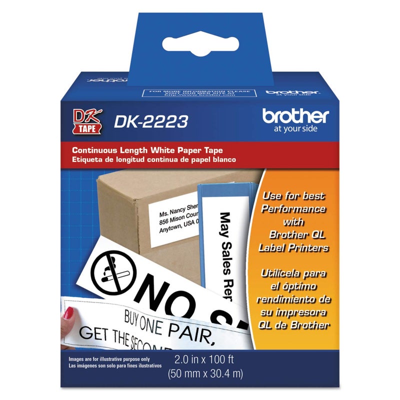 Brother Printer Continuous Length White Paper Tape (DK2223) 50mm x 30.4 Month - Image 1